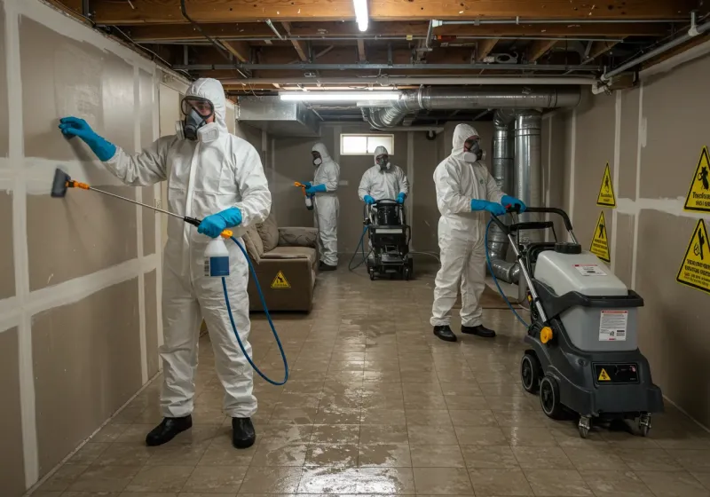 Basement Moisture Removal and Structural Drying process in North Bibb, AL